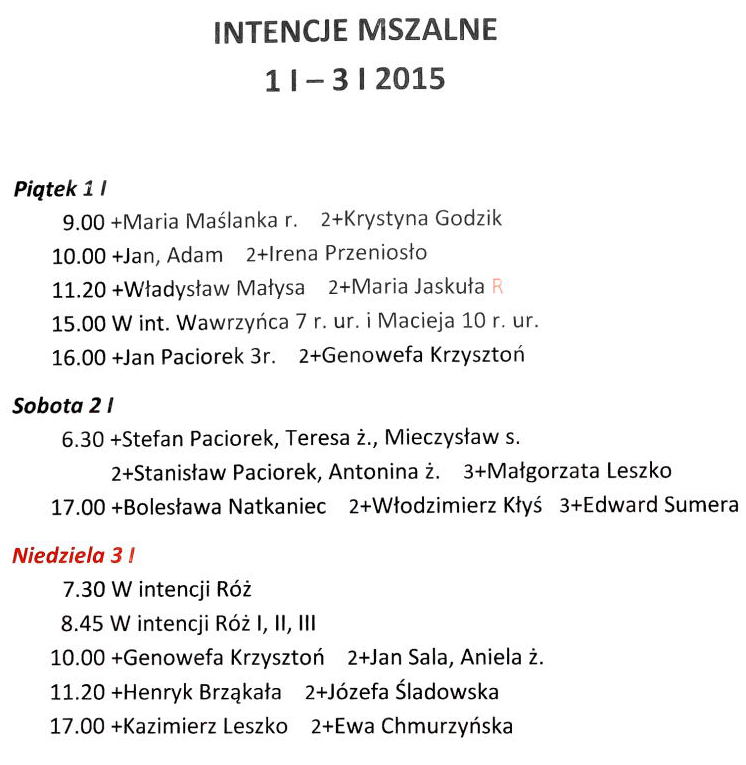 20160101 intencje mszalne