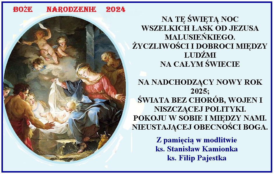 Życzenia na Boże Narodzenie oraz Nowy Rok 2025 od księży Stanisława